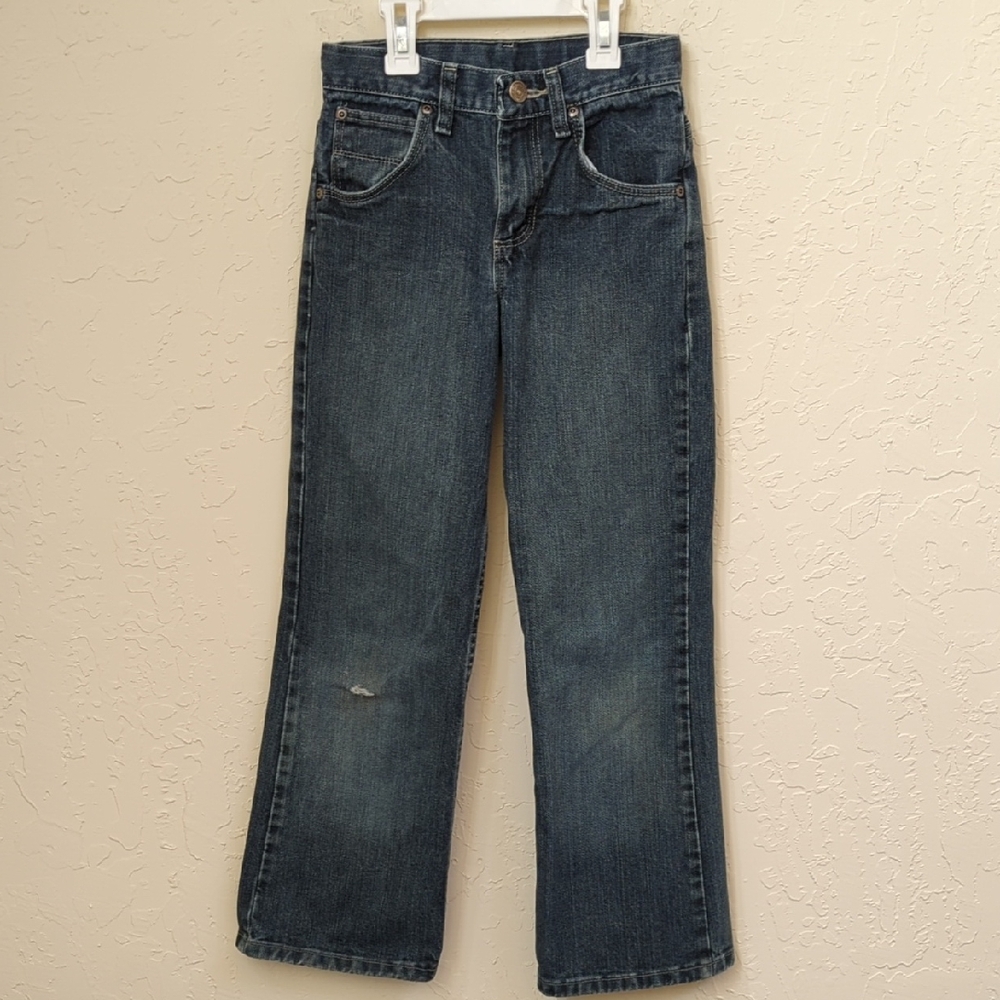 Wrangler Boys Straight Leg Adjustable Waist Indigo Blue Jeans Size 10 Slim